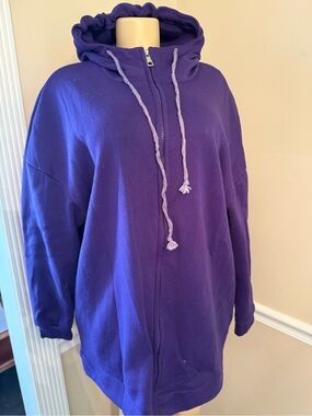 Source Unknown Purple Zip-Up Hoodie Sweatshirt with Light Purple Drawstrings